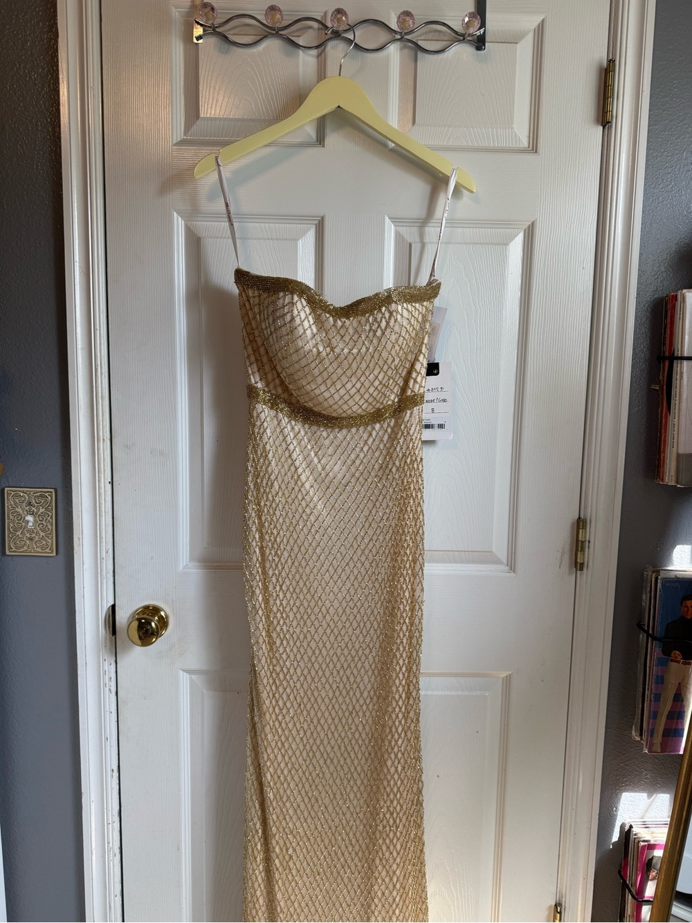 Mac Duggal Gold Strapless Mesh Gown